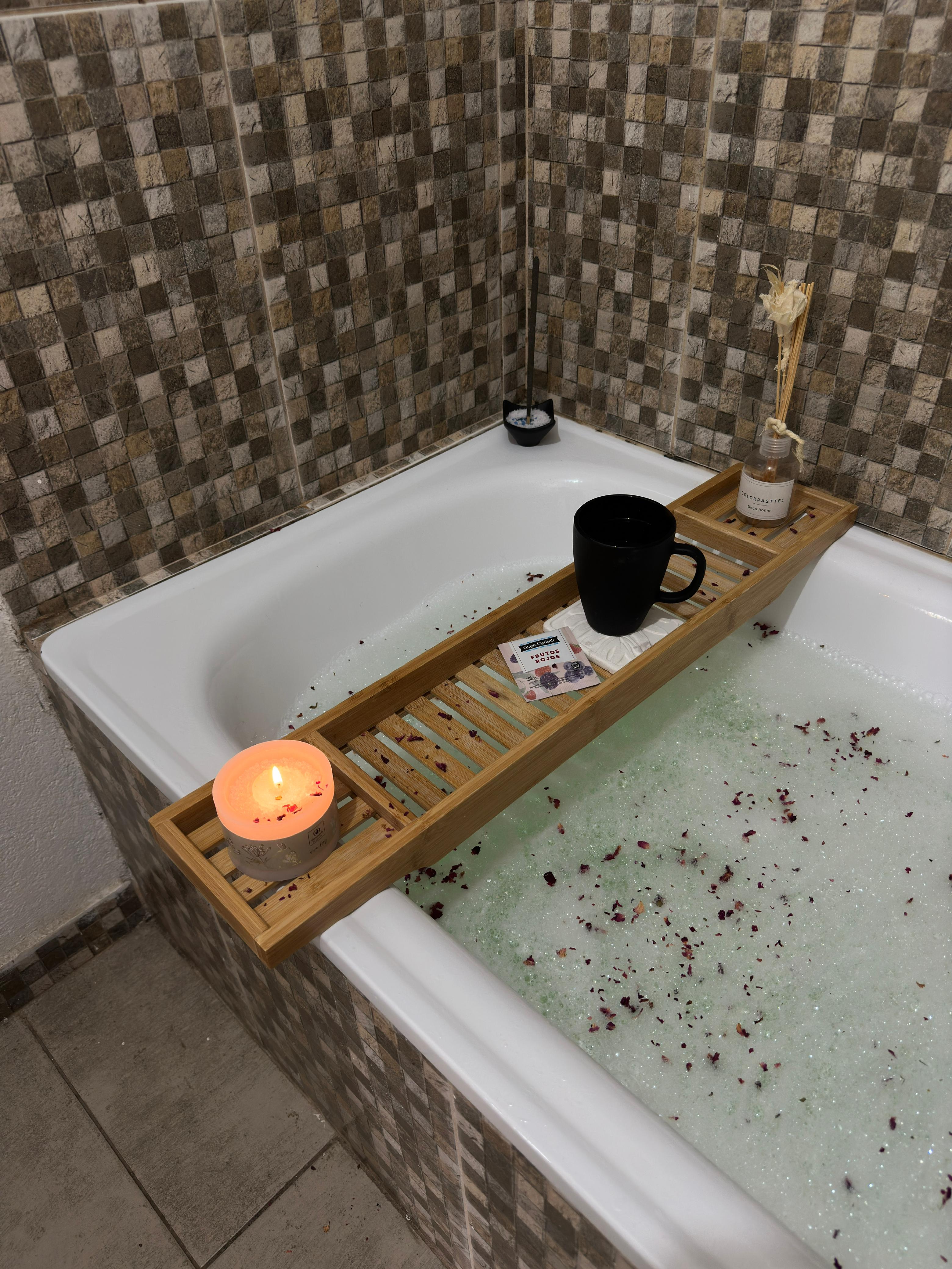 SoBuy FRG212-N Bandeja de Bambú para Bañera L80cm
